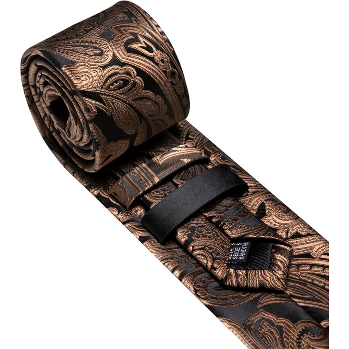 Комплект краваток для чоловіків Barry.Wang: краватка, краваткова шпилька, кишеньковий хустинка, запонки, коричневий/чорний