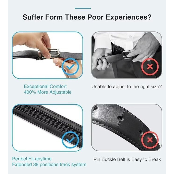 Чоловічий шкіряний ремінь CHAOREN з автоматичною пряжкою, 32 мм, для бізнесу та офіційних заходів, без дірок, розмір 100-110 см (загальна довжина 125 см)