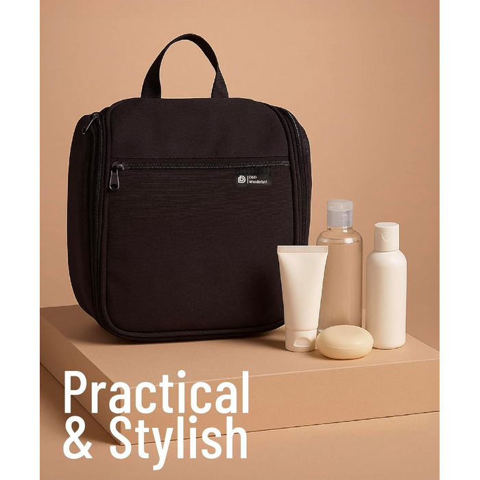 Сумка-органайзер для косметики та туалетних аксесуарів D&D - чорна, на гачку, для подорожей