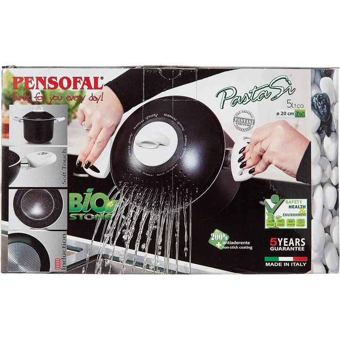 Каструля Pensofal Biostone Pastasì 5 л, 20 см, чорна, антипригарна