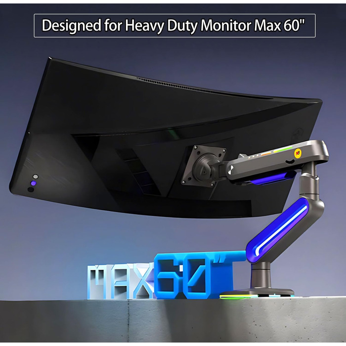 Кріплення для монітора 32-60 дюймів Ultrawide, для моніторів 34/49/57 дюймів, вантажопідйомність до 20 кг, кріплення C-Clamp та Grommet, VESA 75/100 мм (фіолетовий)