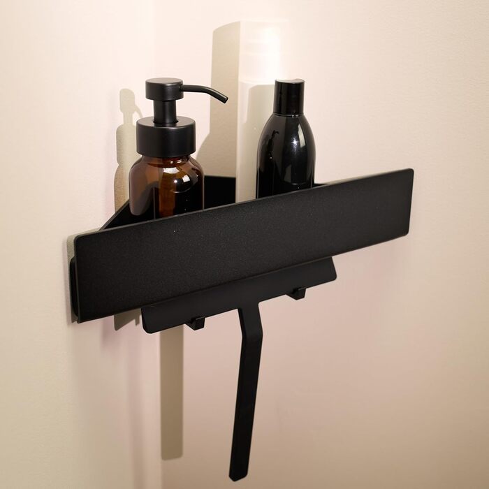 Designfabrik Hamburg: Shower Shelf without Drilling | Corner Shelf Bathroom | Shower Shelf without Drilling | Adhesive Shelf Bathroom | Self-Adhesive Shower Basket | Bathroom Accessories | Shower Shelf Corner Black