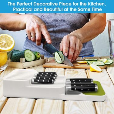 Органайзер для ножів у шухляду двоярусний, на 9 ножів, білий - безпечний та компактний тримач для ножів на кухню