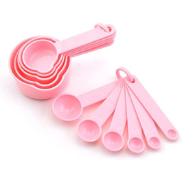 Zoyizi Measuring Cup and Spoon Set, Plastic, 11-Piece, Pink, Cooking & Baking, Dry & Liquid Ingredients
