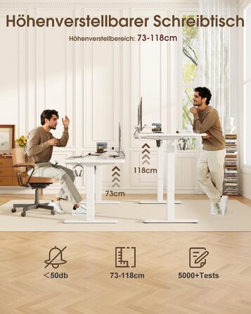 Devoko Electric Standing Desk 160x70cm with Monitor Stand - Height Adjustable Desk with 2 Memory Settings - Ergonomic Sit-Stand Desk (160 x 70 cm)