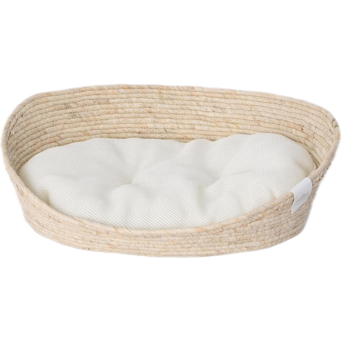 Преміум ліжко-гніздишко Dehner Lovely для тварин, 43 x 35 x 15 см, натуральні матеріали/плюш, білий/бежевий