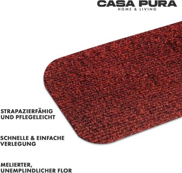 Casa Pura Non-Slip Stair Treads - 15 Piece Set - Adhesive Backed, Indoor Stair Carpet for Steps (Leipzig, Half Round)