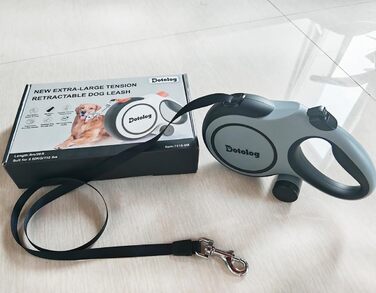 Рулетка для собак 8м, висувна повідка для собак середніх та великих порід до 50 кг, повідка-рулетка, подарунок для собаки (сірий/чорний, 8 м)