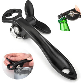 Відкривачка для консервів Lantana 2-в-1 з відкривачем для пляшок – чорний/нержавіюча сталь