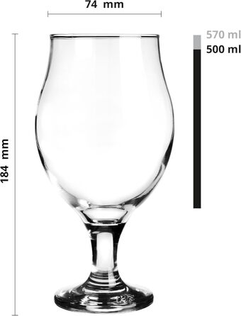 Склянки для пива KROSNO 1992 Biertulpen, набір 6 шт, 500 мл - Pils, Stout, коктейлі, сумісно з посудомийною машиною