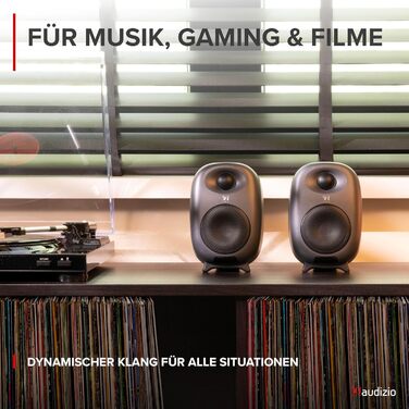 Audizio RS80 - Студійний монітор HiFi Bluetooth, 160 Вт | USB, RCA | Для геймерів та меломанів | Сірий