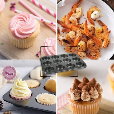 2-piece muffin tin for 12 muffins, muffin pan, baking sheet for muffins, muffin baking pan for 12 muffins, cupcakes and small cakes