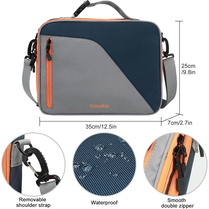 Gocokia Double Layer Travel Cable Organizer Bag with Shoulder Strap, 27 Game Storage Pockets for Switches, Electronic Storage Bag for 29.6 cm