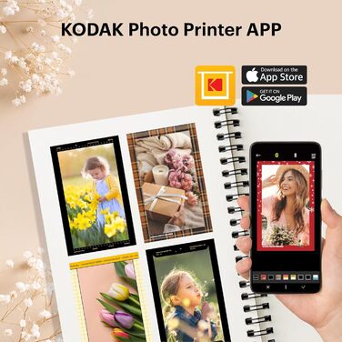 Фотодрук Kodak Mini 2 Retro: компактний мобільний принтер Bluetooth, 5.3x8.6 см, комплект з 38 картками, білий