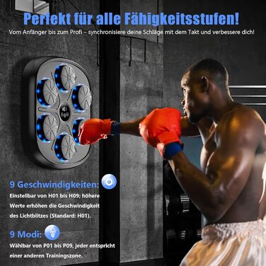 Buba Toys Bluetooth Punching Bag Machine with LED Lights - Rechargeable Wall-Mounted Smart Boxing Trainer for Reflex & Coordination