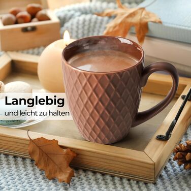 MIAMI – 6 x 400 ml – Coffee Cup Set/Mug – Modern Matte Ceramic Cup – Large Coffee Cup – Palmanova Collection (Beige)