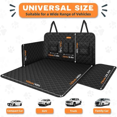 Захист для багажника автомобіля від собак: борти та захист від порогу - універсальний килимок для багажника, водонепроникний та стійкий до подряпин. Підходить для авто, універсалів, SUV (чорний, преміум)