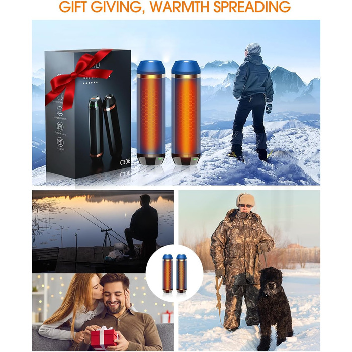 Електричний нагрівач для рук SUPPOU 2 шт. 5000mAh з LED-ліхтариком, акумуляторний, для спорту та відпочинку на природі (блакитний)