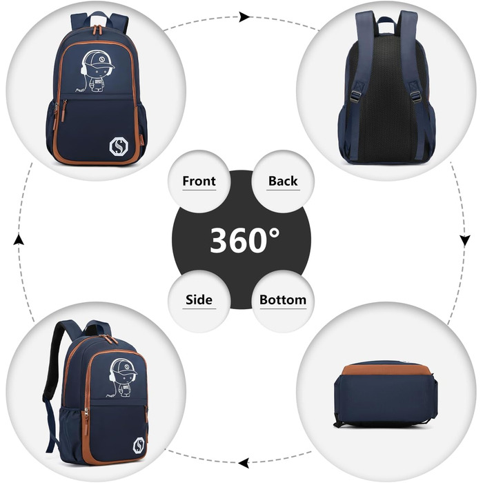 KONO Рюкзак для школи 3-в-1: рюкзак, сумка через плече, пенал. Підходить для ноутбука 15.6