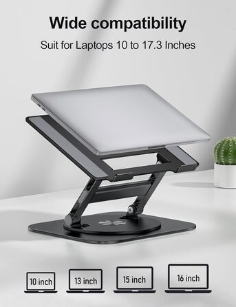 MCHOSE Adjustable Laptop Stand - Ergonomic Aluminum Laptop Riser for Desk - 360° Rotation - Compatible with MacBook Air & 10-17