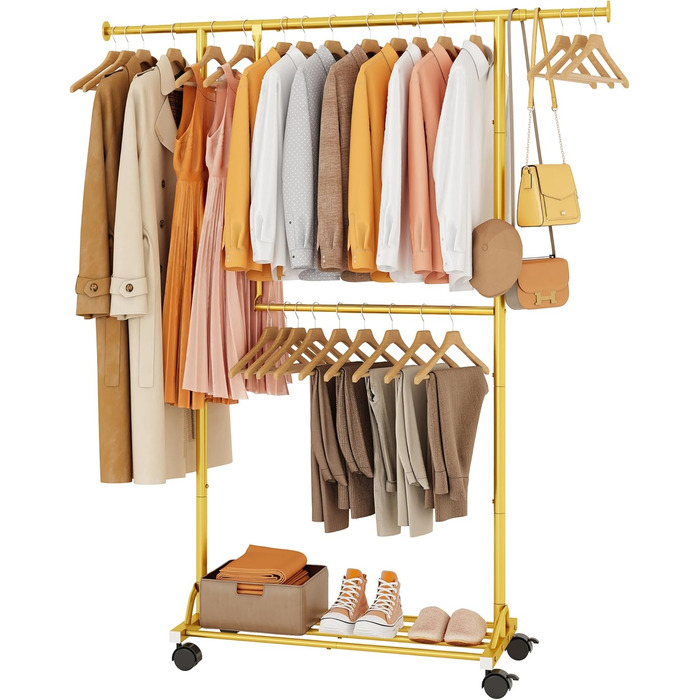 Кледистанд FAVOOOSTY на колесах: мобільний, металевий, регульований, чорно-білий (золотий), 89.50×39.00×161.20 см