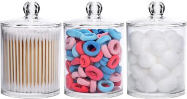 Набір контейнерів для ватних паличок, кульок та дисків Tbestmax, 3 шт. з дерев'яними кришками, 340 мл (12oz)