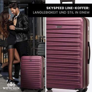 WITTCHEN Skyspeed Line: Великий валіза на колесах з ABS, для подорожей, з комбінаційним замком та телескопічною ручкою, 4 колеса, підходить для Lufthansa/Eurowings/Ryanair/Condor, колір каштанового дерева