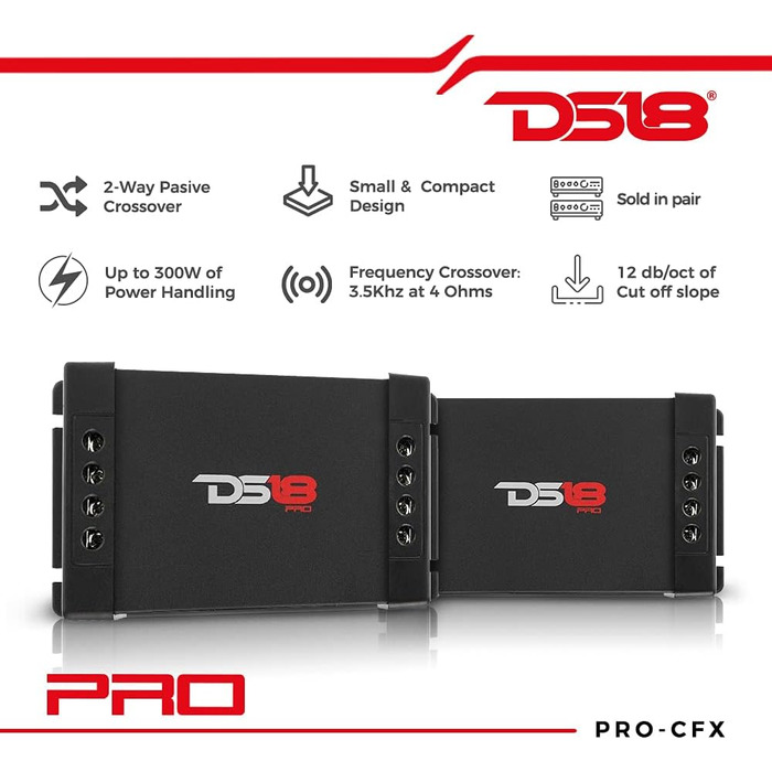 Пасивний кросовер DS18 PRO-CFX для автозвуку, 2-смуговий, до 300 Вт, ідеально для твітера та середньочастотника, 2 шт.