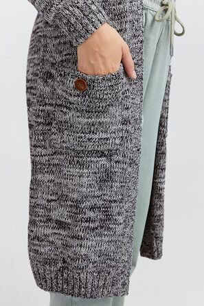 Жіночий в'язаний кардиган OXMO OXPhietta з грубої в'язки, довгий рукав, накладні кишені, 100% бавовна, Regular fit (XXL, Insignia B (791991))