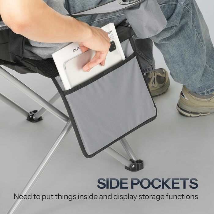 Складний кемпінговий стілець для пікніка, саду, балкону та пляжу EBK01LC02 (Сірий + Чорний)