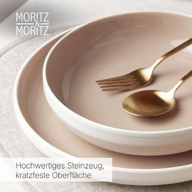 Набір керамічного посуду Moritz & Moritz Cavo Almond на 6 осіб, 24 предмети (тарілки, миски, чашки), колір мигдалевий