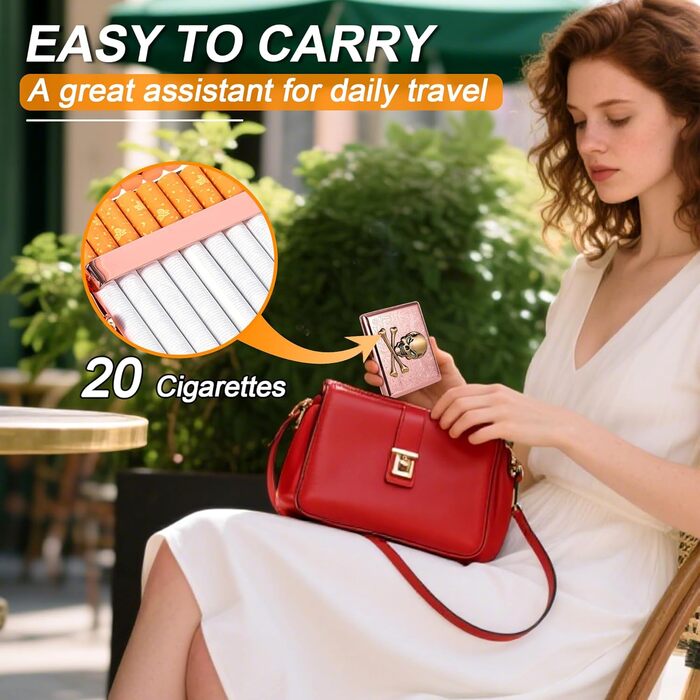 Металеве тютюнотримач вінтажний для жінок та чоловіків, на 18-20 сигарет (100 мм), з дизайном черепа та троянди