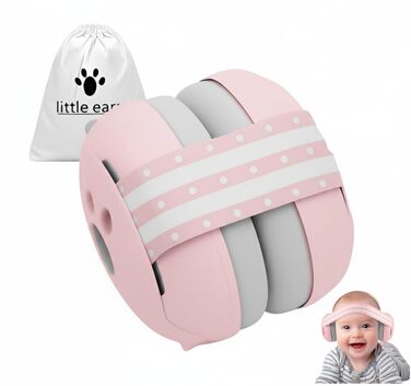 Навушники для захисту від шуму для немовлят та малюків (0-36 місяців), високоякісні дитячі навушники з регульованим антиковзним стрічкою, ідеально підходять для повсякденного використання, сну та подорожей, рожеві