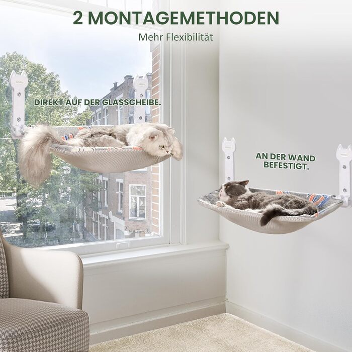 Кішка ліжко на вікно, світлодіодна килимок, складана, бездротова, до 20 кг, зручне ліжко з оглядом 360°, кішка гамак, віконце ліжко (Сірий, 1 шт.)