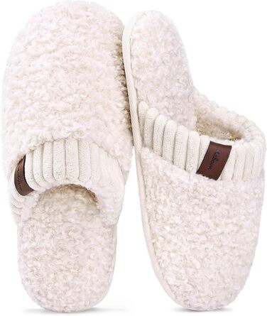 Тапочки жіночі Mabove Hausschuhe з меморі-піною, теплі зимові для дому (38/39 EU, молочний колір)