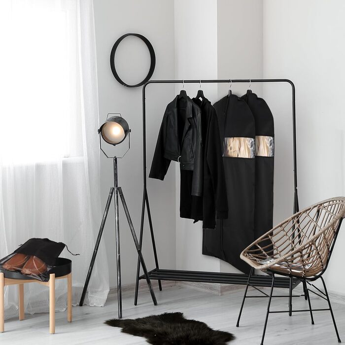 2 місткі мішки для одягу з відділенням для взуття, 120 x 60 см, чорні мішки для одягу на блискавці, захищені від молі, великі мішки для одягу для зберігання, чохол для одягу, сорочок