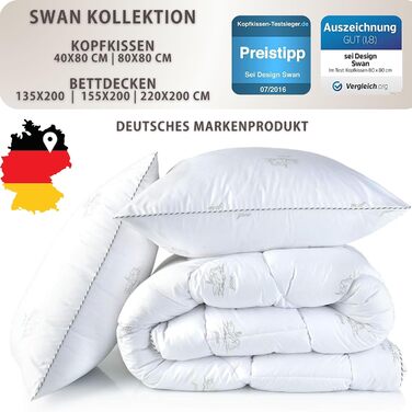 sei Design Pillowcases 80x80 2-Piece Set Sleep Pillows with Down-like Feel - 100% Softest Microfiber - Pillows 80x80 2-Piece Set Allergy-Friendly Sofa Pillows Decorative Cushions for Couch Bed 80 x 80 cm Swan 2