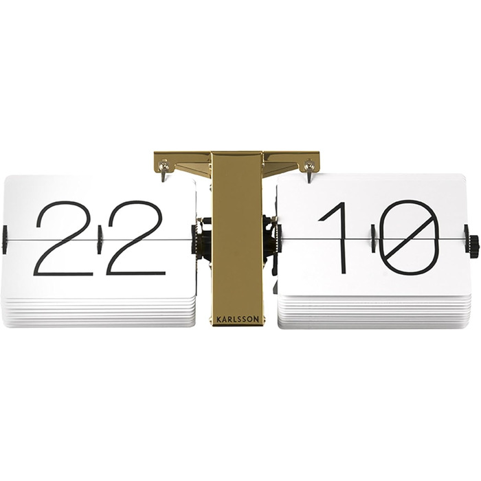 Годинник Karlsson Flipwatch без корпусу, білий, металевий латунний стенд, 8,5x36x14 см, стильний настільний годинник