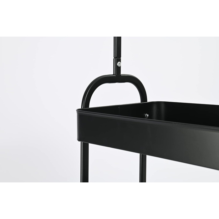 Metal Clothes Rack with 2 Shelves and Clothes Rod on Wheels, Wardrobe Stand for Bedroom, Living Room, Hallway at Home and the Office (White/Black)
