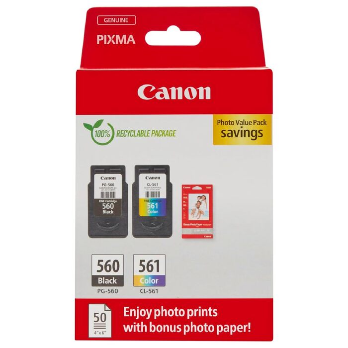 Комплект картриджів Canon PG-560 та CL-561 FINE (чорний та кольоровий), оригінальні, 2024