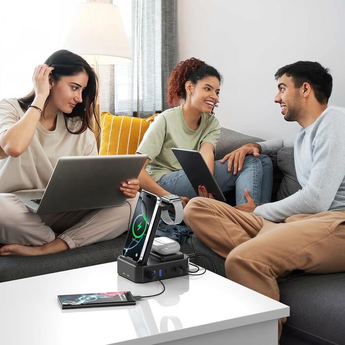 Універсальна бездротова зарядна станція 10-в-1, 280 Вт USB-C для iPhone, MacBook, Android, GaN III PD 65 Вт швидка зарядка