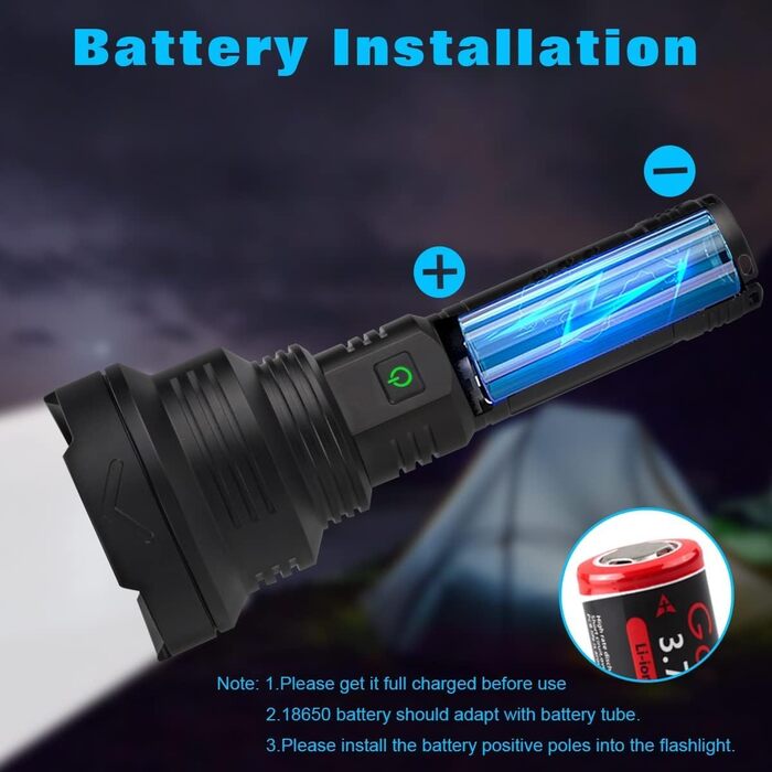 LED ліхтарик WholeFire 100000 люменів, XHP90, USB, 5 режимів, тактичний, для поліції, військовий, IP65, вологостійкий, пошуковий прожектор, комплект з акумулятором