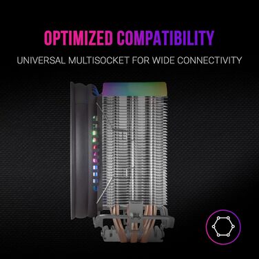 Mars Gaming MCPU33: Кулер для процесора з 2 FRGB, 3 Heatpipes, 140W, тихий вентилятор 11cm