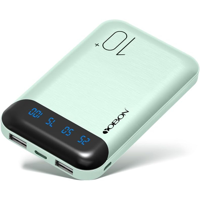 Портативний зарядний пристрій Power Bank 10000mAh з 2 USB виходами та USB-C входом (зелений)