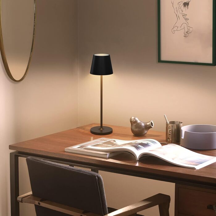 LED акумуляторні настільні лампи Klighten (2 шт.), диммування, для дому та вулиці, USB зарядка, 3000K, IP54, алюміній (чорний)