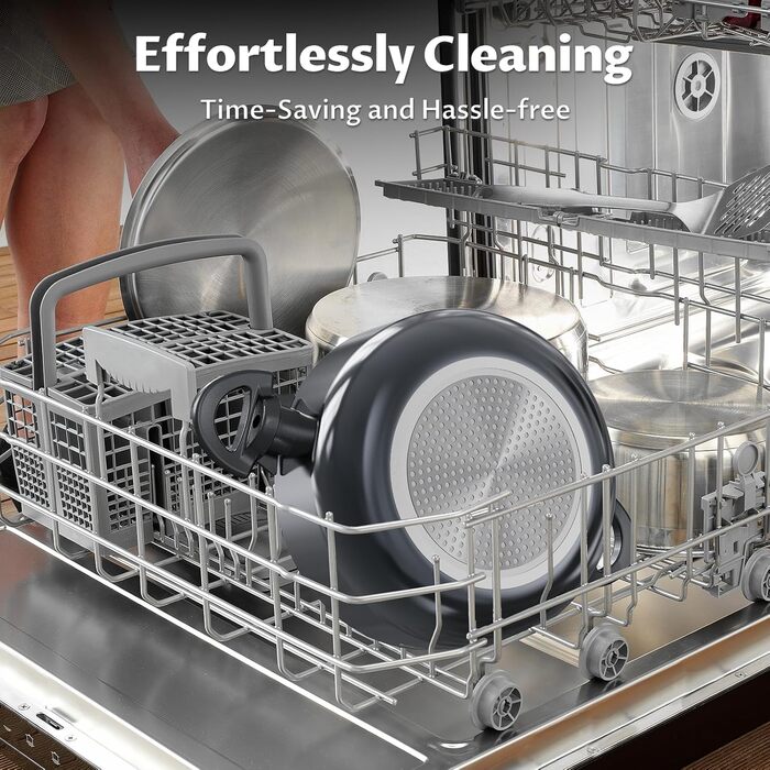 Набір посуду BEZIA з індукційним покриттям, 10 предметів, нержавіюча сталь, антипригарне покриття, бакелітові ручки, чорний