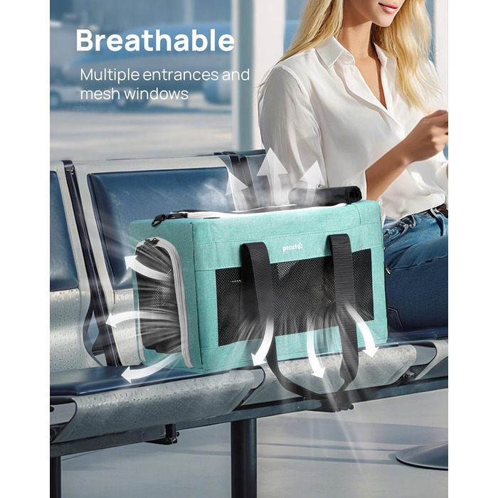 Транспортна сумка для котів Pecute Katzentasche: легка, складана, для котів та маленьких собак, до 4 кг, 44 x 23 x 30 см, аква-зелений