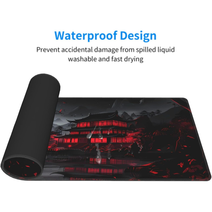 Килимок для миші Anime-стиль, 90 x 40 см, чорно-червоний, для геймінгу та офісу