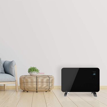 Конвектор Cecotec Ready Warm 6670 Crystal Connection з глянсовою панеллю, 1000W, WiFi, термостат, таймер, підставка, для ванної кімнати (IP24), безшумний, чорний