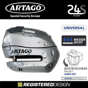 Замок на гальмівний диск Artago 24S.6M з сигналізацією 120 дБ, для мотоцикла, смарт, діаметр 6 мм